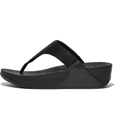 Amazon.com: FitFlop Lulu Shimmerlux Toe Post Sandals All Black 5 M